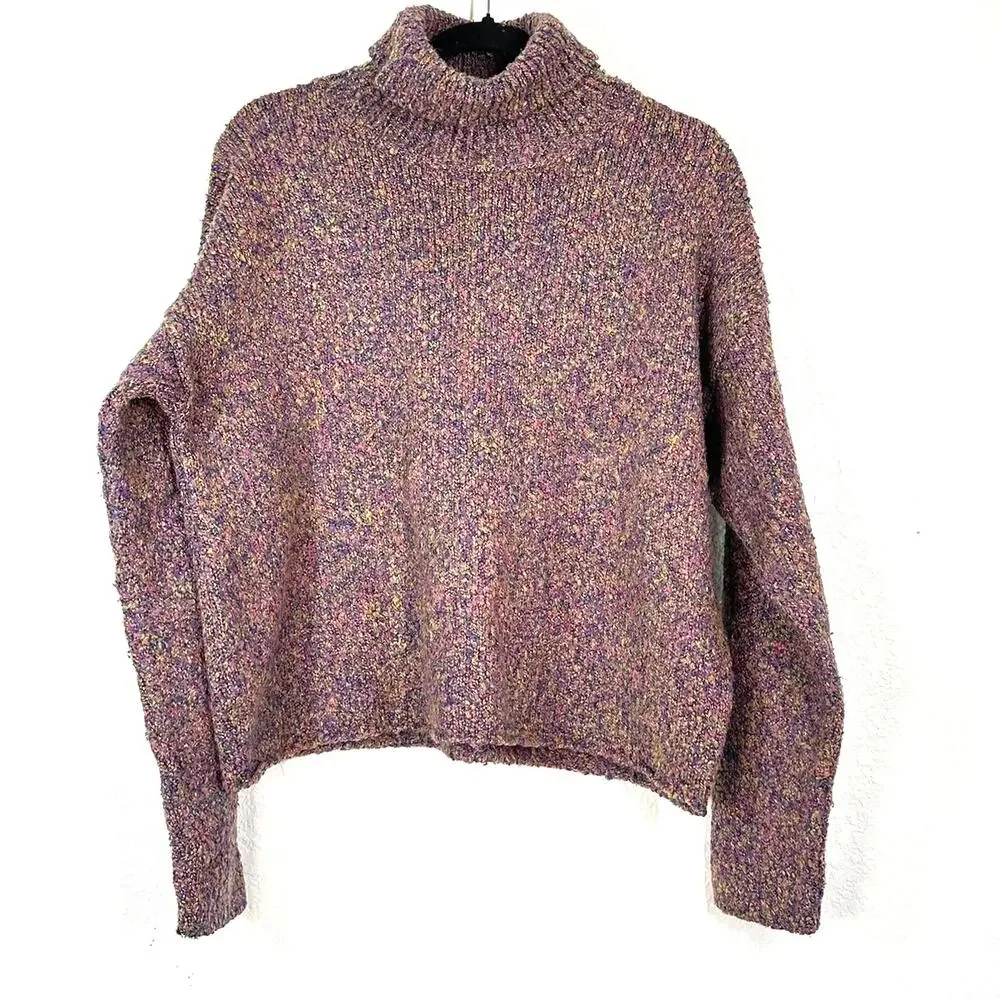 sweater L multicolored marled knit turtleneck purple Vintage 90's Chucky Large